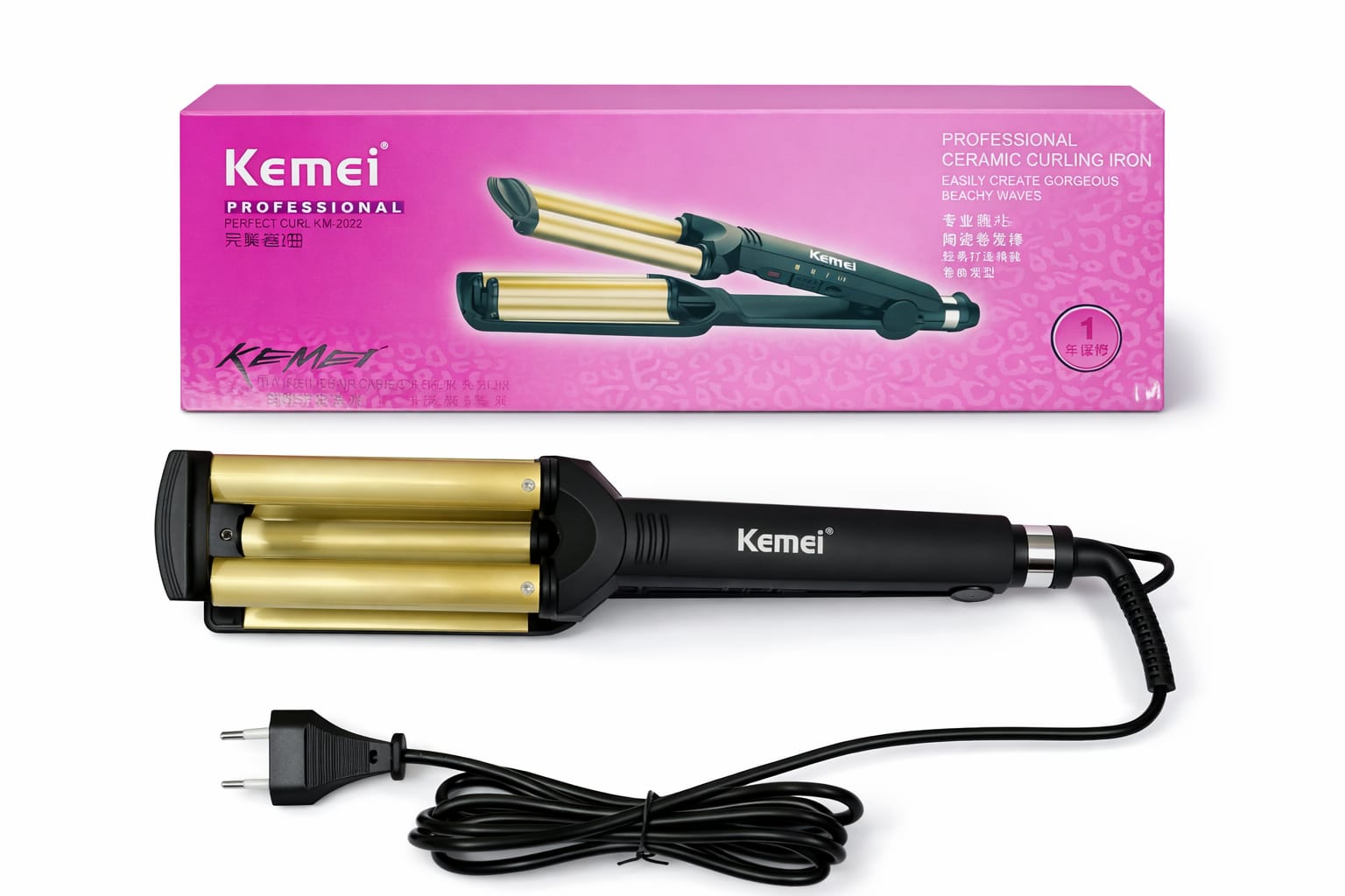 Kemei 3-Fach Lockenstab KM-2022 für Beach Waves